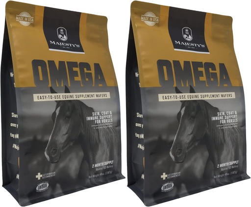 [BRSWGHY5BB6GGA3P] Majesty's Omega Wafers - Superior Horse/Equine Skin, Coat, and Immune Support Supplement - Omega 3, 6, 9, and Biotin (Regular, 2 Pack(120 Count Total))