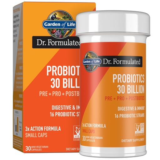 [BRSW2AYFCACBMFIV] Garden of Life Dr Formulated Once Daily 3-in-1 Complete Probiotics, Prebiotics & Postbiotics - PRE + PRO + POSTBIOTIC Supplement for Adults’ Digestive & Immune Health, 30 Billion CFU, 30 Day Supply