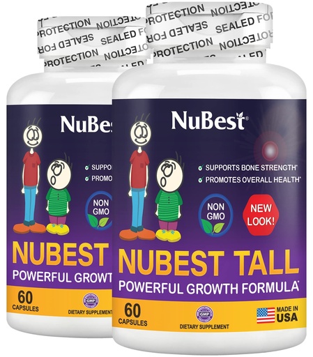 [BRSW2EIQCQARS337] NuBest Tall | Support Bone Strength, Bone Health, Enhanced Immune and Whole Body Wellness with Calcium, Collagen, and Herbs for Ages 5+ & Teens | Pack 2 | 2 Months Supply