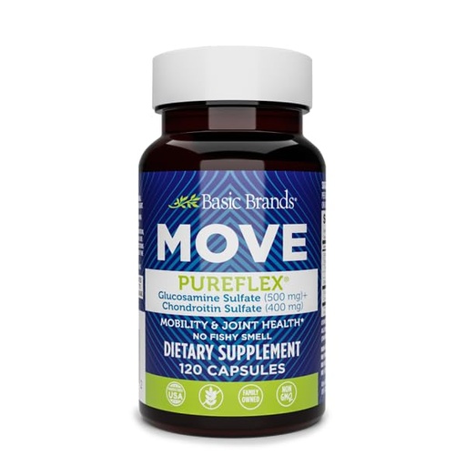 [BRSRAGQOPMPQAF33] Basic Brands Move Pureflex Glucosamine Chondroitin, 120 Capsules Made in USA