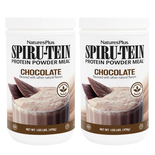 [BRSROFILC57GOFDG] NaturesPlus SPIRU-TEIN, Chocolate - 1.05 lbs, Pack of 2 - Plant-Based Protein Shake - Non-GMO, Vegetarian, Gluten Free - 34 Total Servings