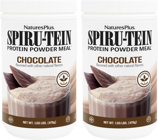 [BRSROFILC57GOFDG] NaturesPlus Spiru-TEIN, sjokolade - 1.05 lbs, pakke med 2 - Plantebasert proteinshake - Ikke-GMO, Vegetarisk, Glutenfri - 34 Total Services