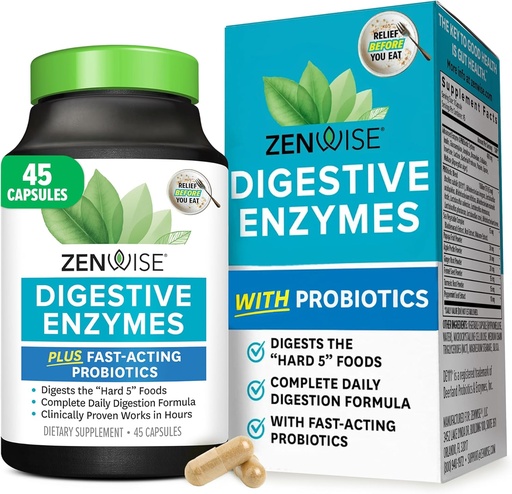[BRSROHYEBV7QGEY3] Zenwise Zdraví Dědičné Enzymy pro Gut Zdraví & Nadýmání Relief - Multi Enzymy Digestion Dodatek s Probiotika, Bromelain & Papaya pro Digestivní Zdraví Podpora - Muži & Ženy - 45 Počet