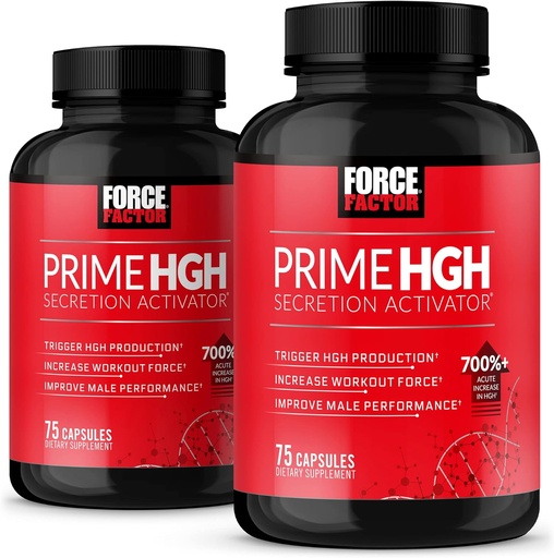 [BRSW2AYFBV5Q2ADB] Facteur de force Prime HGH Secretion Activator, 2-Pack, supplément HGH pour les hommes avec AlphaSize pour aider à déclencher la production HGH, augmenter la force d'entraînement, et améliorer la performance, 150 capsules