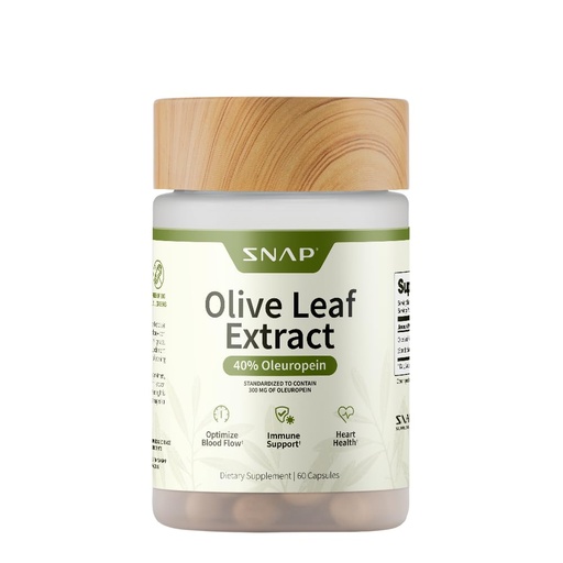 [BRSWYBT7AUOQ2EQ2] Snap Supplements Olive Leaf Extract Capsules - Super Strength 40% Oleuropein for Blood Flow Support, Improve Digestion, Antioxidant Boost Supplement, Improve Brain Function (60 Capsules)