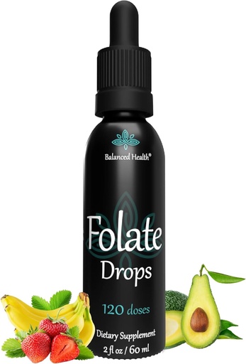 [BRSW2BIPCIPROHLZ] Folate Drops - 120 Servere, 2oz, Butterscotch Flavor, 500mcg L-5- MTHF Folinsyre supplement