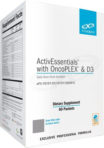 [BRSRMGQTCVYQ2HIV] XYMOGEN ActivEssentials with OncoPLEX & D3 - Daily Dose Pack Nutrition with 3 Supplements - ActivNutrients Multivitamin Without Iron, 2000 IU Vitamin D3 & Glucoraphanin, Omega-3 Fish Oil (60 Packets)