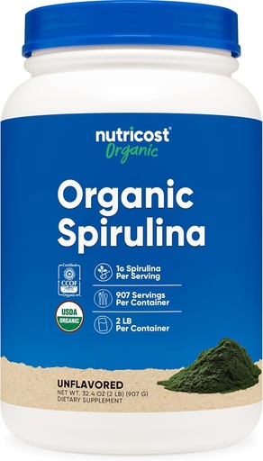 [BRSWG2YHCEFGE3Y4] Nutricost Organic Spirulina Powder 2 LB - Pure, Certified Organic Spirulina