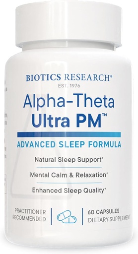 [BRSWGCQNCMPAOFL6] Biotics Research Alpha Theta Ultra PM L Theanine, Passionflower, Lemon Balm, Support GABA, Serotoninas, Reguliuoja Circadian Rhythms, 60 kapsulių