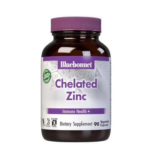 [BRSWIYQAO4GRYFL2] Bluebonnet Nutrition Albion Chelated Zinc, For Immune Health & Enzyme Function*, Soy-Free, Gluten-Free, Non-GMO, Kosher Certified, Dairy-Free, Vegan, 90 Vegetable Capsules, 90 Servings