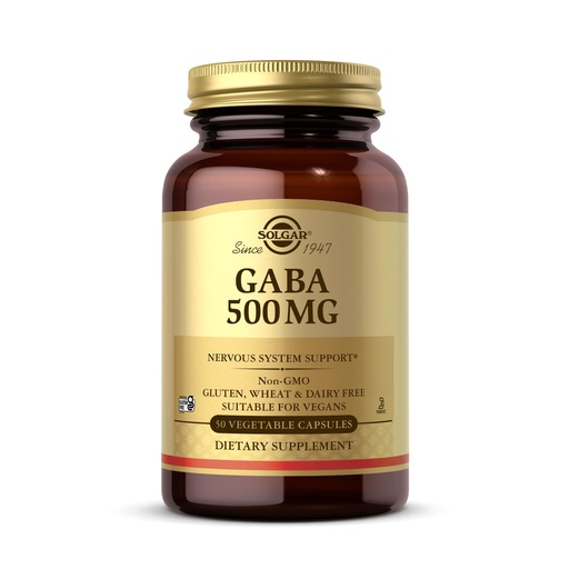 [BRSWIYQTPMPAYFDY] Solgar GABA 500 mg, 50 Vegetable Capsules - Relaxation & Nervous System Support - Amino Acid - Non-GMO, Vegan, Gluten Free, Dairy Free, Kosher - 50 Servings