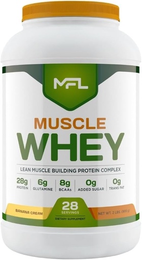 [BRSWIBQOBUHRGFLM] MFL Muscle Whey Protein l 28g de protéines l 8g BCAAs l Keto Friendly l Faibles glucides l 2 lbs (haricot de vanille)