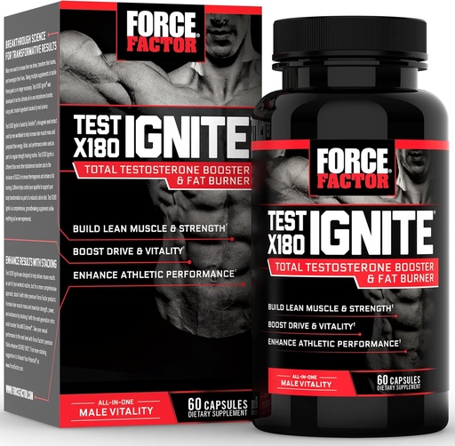 [BRSWYBT3OIMQIEL7] FORCE FACTOR Test X180 Tænding i alt Testosteron Booster for mænd med bukkehorn frø og grøn te ekstrakt til at opbygge Lean Muscle, Boost Energy, og forbedre ydeevne, 60 Greve