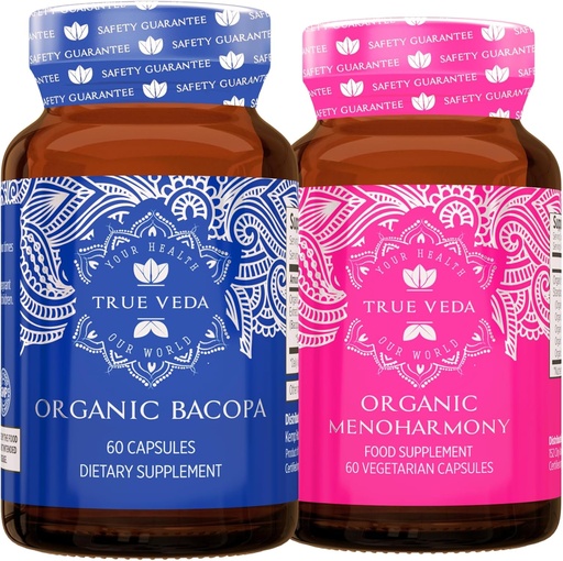 [BRSRAHY2DENRSFIV] True Veda Clarity Bundle USDA Organic | Multi-Award-Winning | Bacopa | MenoHarmony Capsules