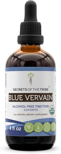 [BRSROEANO4IRY3TK] Secrets of the Tribe Blue Vervain USDA Organic | Alcohol-Free Extract, High-Potency Herbal Drops | Made from 100% Certified Organic Blue Vervain (Verbena Hastata) Dried Herb (4 oz)