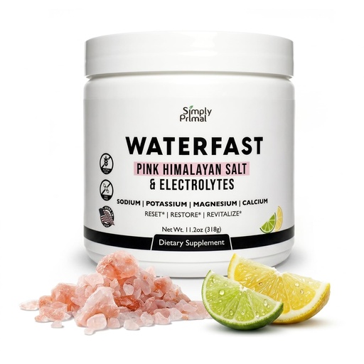[BRSW2EAZDEMRUHYZ] WATERFAST Keto Electrolyte Powder for Fasting and Hydration - Lemon Lime Flavor | Pink Himalayan Salt (Sodium), Potassium, Magnesium, Calcium | Sugar Free, Gluten Free, Soy Free