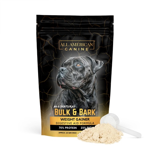 [BRSRAZI6PN7GCYD3] All American Canine Dog Weight Gainer + Digestive Aid, 60 Servings | Weight gain plus gut support in one topper, muscle builder with digestive enzymes, for active dogs, made in USA