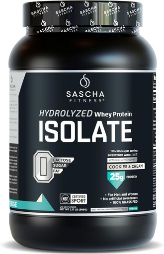 [BRSWKGIQOYFQK2TM] SASCHA FITA Hydrolyd Whey Protein cô lập,100% thảo mộc ( thuận, bánh quy & kem)