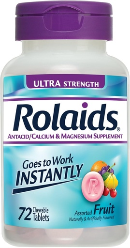 [BRSWECQCCJ7RY3YY] Rolaids Antacid Calcium & Magnesium Supplement Ultra Strength Tablets, Fruit 72 ea