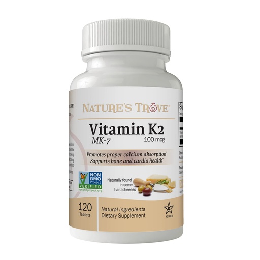 [BRSWYZIYCEPA4EYZ] Nature's Trove Vitamin K2 MK7 Supplement, 100mcg, 120 Count, Vegan