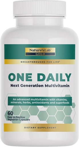 [BRSWIAQTAB4B43Y7] Nature's Lab Gold One Daily Multivitamin - Contains 19 Essential Vitamins & Minerals including Vitamin C, D3 & Zinc - 60 Capsules (2 Month Supply)