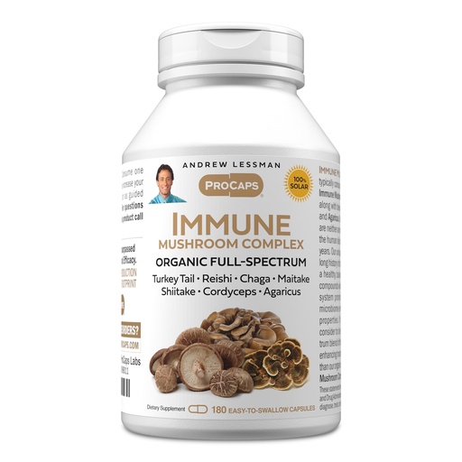 [BRSRAYYTOYOQ4HQ2] ANDREW LESSMAN Immune Mushroom Complex 180 Capsules – Organic Full Spectrum Blend of Seven Mushrooms – Supports Healthy Immune Function – No Additives. Mushroom Complex Supplement