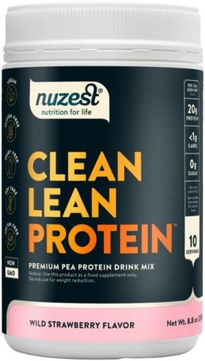 [BRSWYEA6OAIWMG3H] Nuzest - Vegan Pea Protein Toz - Clean Lean Protein, Premium Bitki Bazarlı Protein Toz, Maşın Pulsuz, Gluten Pulsuz, GMO Free, Protein Shake, Wild Strawberry, 10 Xidmət, 8.8 oz