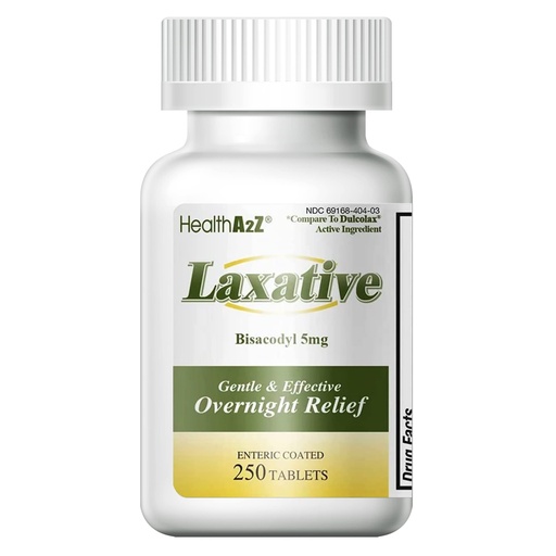 [BRSWGGQHABYBUCLU] HealthA2Z Laxative Bisacodyl 5mg | 250 Counts | Gentle and Fast Overnight Relief for Constipation