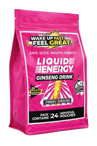 [BRSWKFQHOECACFTM] VITAL 4U Liquid Energy Shot Coffee Flavor, 24 Count | Ready-to-Drink Caffeine Pouches with Panax Ginseng and B Vitamins