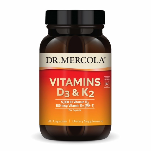 [BRSWGEABOYNGK2D4] Dr. Mercola Vitamins D3 & K2 - Supports Immune, Brain, Cardiovascular, Respiratory & Bone Health - GMO-Free, Gluten-Free & Soy-Free - 90 Capsules (90 Servings)
