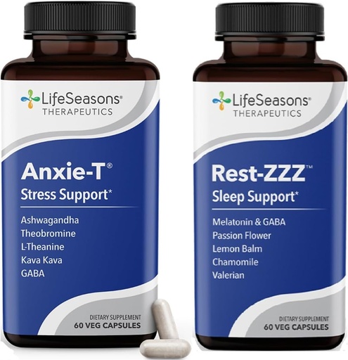 [BRSRAYL7OYFRSGQ7] LifeSeasons Anxie-T with Rest-ZZZ - Supports Mood & Full Night's Sleep - Naturally Ease Muscle Tension & Restlessness - 120 Capsules