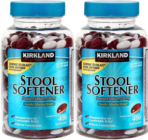 [BRSWKGA4A55QOF3C] Kirkland Signature Stool Softener Docusate Nátrium- 100 Mg, 800 Softgels / 2Bottle