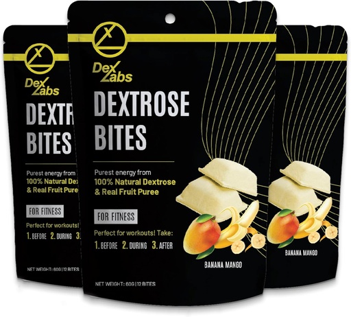 [BRSRAZTRC4ORYA3F] Dextrose Bites - Dextrose Melts Made with Dextrose Powder - Dextrose for Workout and Running Energy Snacks - Glucose Tablets Portable Energy Melts (Banana Mango) (Pack of 03)
