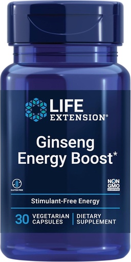 [BRSWIFAZBQHWKEQ5] Life Extension Ginseng Energy Boost, Energy Support, Healthy Stress Management, Gluten-Free, Non-GMO, Vegetarian, 30 Capsules