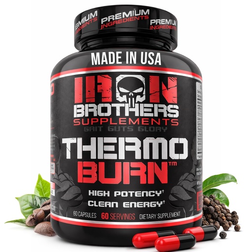 [BRSWYYYTBEHWC23H] Iron Brothers Thermo Burn Hardcore Fat Burner – High Stim Thermogenic with Yohimbine HCl, Grains of Paradise & Caffeine – Metabolism Booster & Appetite Control – 60 Capsules