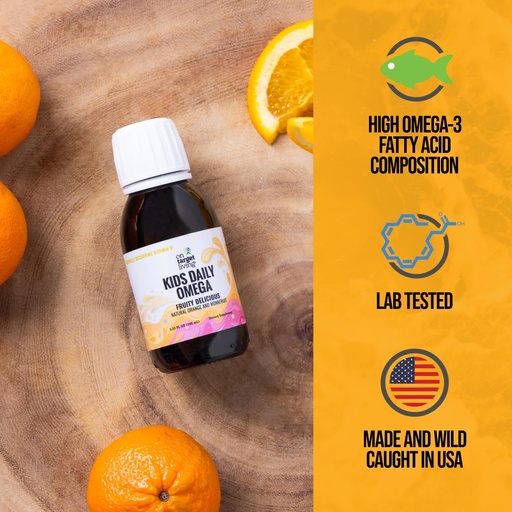 [BRSRMCQEDMHWAAD3] On Target Living Kids Daily Omega- Fruitylicious Flavor 3.33 oz. | Naturally Occurring Vitamins A & D | Monk Fruit & Orange Flavor | Premium Line Caught Cod Liver Oil