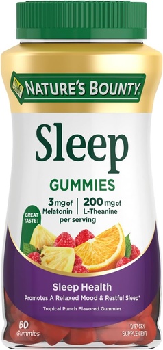 [BRSWK233C4DAGALM] Nature's Bounty 3mg Melatonin and 200mg L-theanine, 60 Count