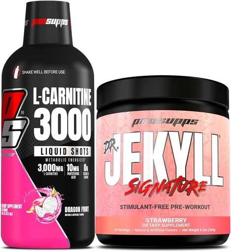[BRSRAHARAEHBOAI2] PROSUPPS L- Carnitine 3000 Stymulant Free Liquid Shots (31 Servings, Dragon Fruit) i Mr Hyde Signature Series Pre- Workout Energy Drink proszkowany (30 Servings, Strawberry)