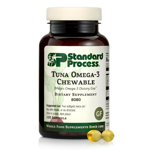 [BRSWIYYFA56GOCL2] Standard Process Tuna Omega-3 Chewable - Fish Oil Supplement with DHA - Omega-3 Supplement to Support Brain & Eye Health - Excellent Source of Antioxidants - Gluten-Free & Non-Dairy - 120 Softgels