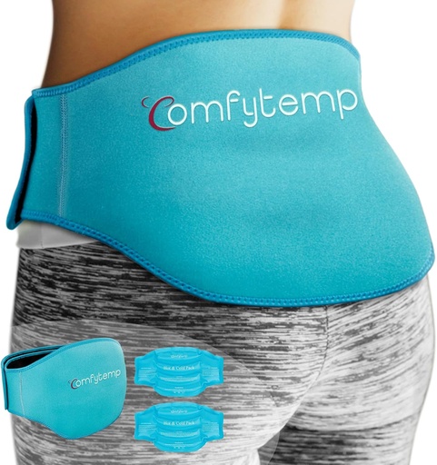 [BRSROEINCMCRY23U] Comfytemp Ice Pack für Rückenschmerzen Relief, 2 Packungen, FSA Eligible, Reusable Gel Lower Back Wrap Ice Brace für Sciatica Injuries, Heiße Kalte Kompression für Lower Lumbar, Taille, Männer Frauen nach Chirurgie Geschenk