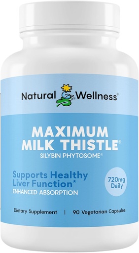 [BRSWIYAEAUMA4DQV] Maximum Milk Thistle – Potent Milk Thistle Supplement for Liver Cleanse, Detox & Repair – Supports Liver Health, Enzyme Function & Detoxification – Vegan, Non-GMO, 720mg Daily, 90 Capsules
