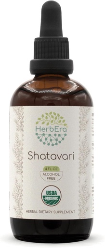 [BRSROCYEO4DR4GTP] HerbEra Shatavari B120 USDA Organic Tincture | Alcohol-Free Extract, High-Potency Herbal Drops | Certified Organic Shatavari (Asparagus racemosus) Dried Root (4 oz)