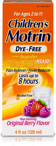 [BRSWIHYHCAARE2I5] Children's Motrin Oral Suspension Medicine for Kids, 100mg Ibuprofen, Berry Flavored, 4 fl. oz