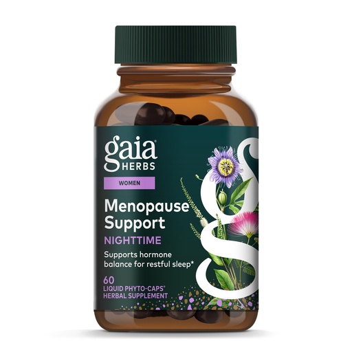 [BRSWGBIDOIPGO3LP] Gaia Herbs Menopause Support Nighttime - Menopause Supplement for Women* - with Black Cohosh, Mimosa, Passionflower & St. John's Wort - 60 Vegan Liquid Phyto-Caps (30 Servings)