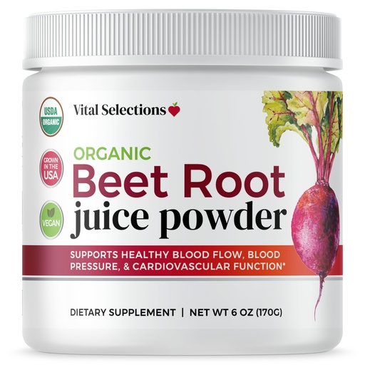 [BRSW2BIKOQDWGETO] 100% Organic Beet Root Juice Powder, Highest Purity and Potency, USA Grown, Superior Beet Drying Technology, Maximum Nitric Oxide Boost for Cardio Support and Athletic Performance