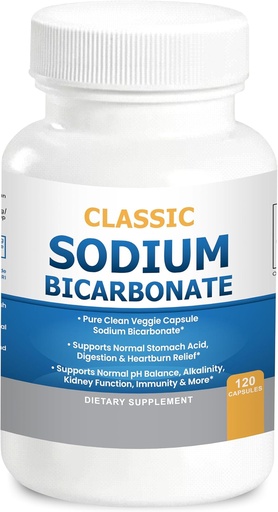 [BRSRA2YLCEIREDT3] Bicarbonato de sódio clássico 650mg Uso orgânico natural Bicarbonato de sódio Pílulas em pó Comprimidos de bicarbonato de sódio (caps) Alcalinidade ácido do estômago 120caps