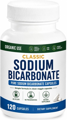 [BRSRA2YLCEIREDT3] Classic Sodium Bicarbonate 650mg Natural Organic Use Sodium Bicarbonate Powder Pills Sodium Bicarbonate Tablets (caps) Stomach Acid Alkalinity 120caps