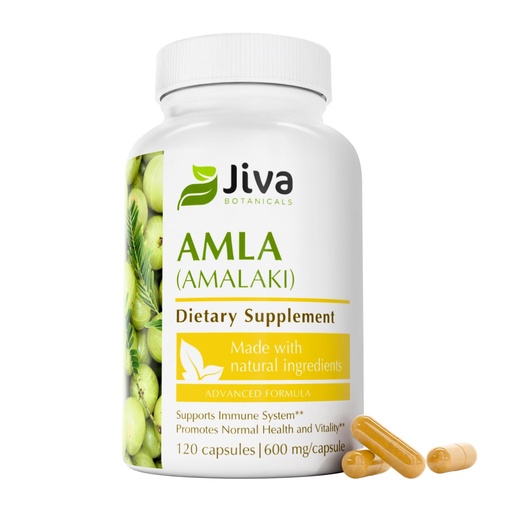 [BRSRMBQ5BUJWECT3] Jiva Botanicals Amla Capsules Vegan - Indian Gooseberry Supplement 120 Serving. Easy to Take Amla Powder Alternative from. Also Known as Amala or Amalaki. Natural Source of Vitamin C. Made in USA