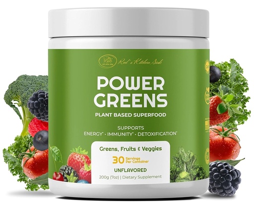 [BRSROYYFAUMA4YLO] Red's Kitchen Sink Power Greens Powder - Daily Greens Superfood Powder - Fruity, Veggie, & Green Leafy Smoothie Drink Mix - Superfoods Maca Root, Spirulina, Chlorella, & More (200 Grams)