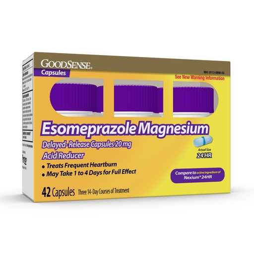 [BRSWKHYQAQGRECDL] GoodSense Esomeprazole Magnesium Delayed Release Capsules, 20 mg, Acid Reducer, 42 Count